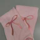 SmoothNovelty 2 Pcs Fingertip Towels for Bathroom 12 x 18 Inch Small Fingertip Towels with Scalloped Pink Bow Design Embroidery Coquette Bow 100% Cotton Soft Absorbent Guest and Housewarming Gift