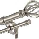 Double Curtain Rods for Window 36-72", Brushed Nickel Double Curtain Rods with Round Cage & Barrel Finials, Adjustable Double Rod Curtain Rod, 1-Inch Front and 5/8 Inch Back Double Drapery Rod