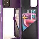 for iPhone 11 Case, Women Luxury Wallet Case Cover with Card Holder Shockproof Mirror&Kickstand for Apple iPhone 11 2019 6.1" - Purple