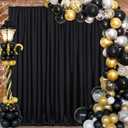 Black Backdrop Curtains 2 Panels 5ft x 8ft Polyester Photo Backdrop Drapes for Wedding Party Stage Birthday Decorations