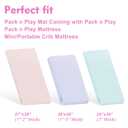 Pro Goleem Muslin Pack n Play Sheets for Girls, Soft Breathable Cotton Fitted Mini Crib Sheets, Baby Sheets for Playard Mattress, 2 Pack (PinkPurple)