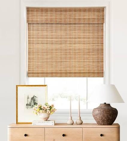 Custom Bamboo Roman Shades, 18-59" W x 27-72" H, Brown206
