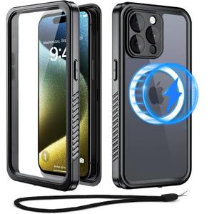 Beeasy for iPhone 15 Pro Max Waterproof Case with Magsafe, IP68 Underwater Military Grade, Phone Case with Shockproof, Dustproof, Rugged 360 Full Body Protection Cover with Built-in Screen Protector