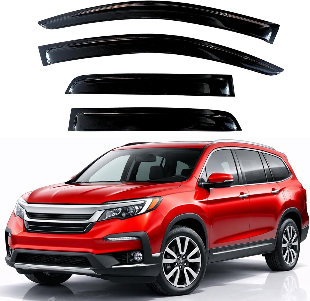 KPY Rain Guards Fit for 2016-2022 Honda Pilot, Out-Channel Window Visors Vent Wind Deflectors 4PC, Car Accessories for 16-22 Pilot (Excludes Touring Models)