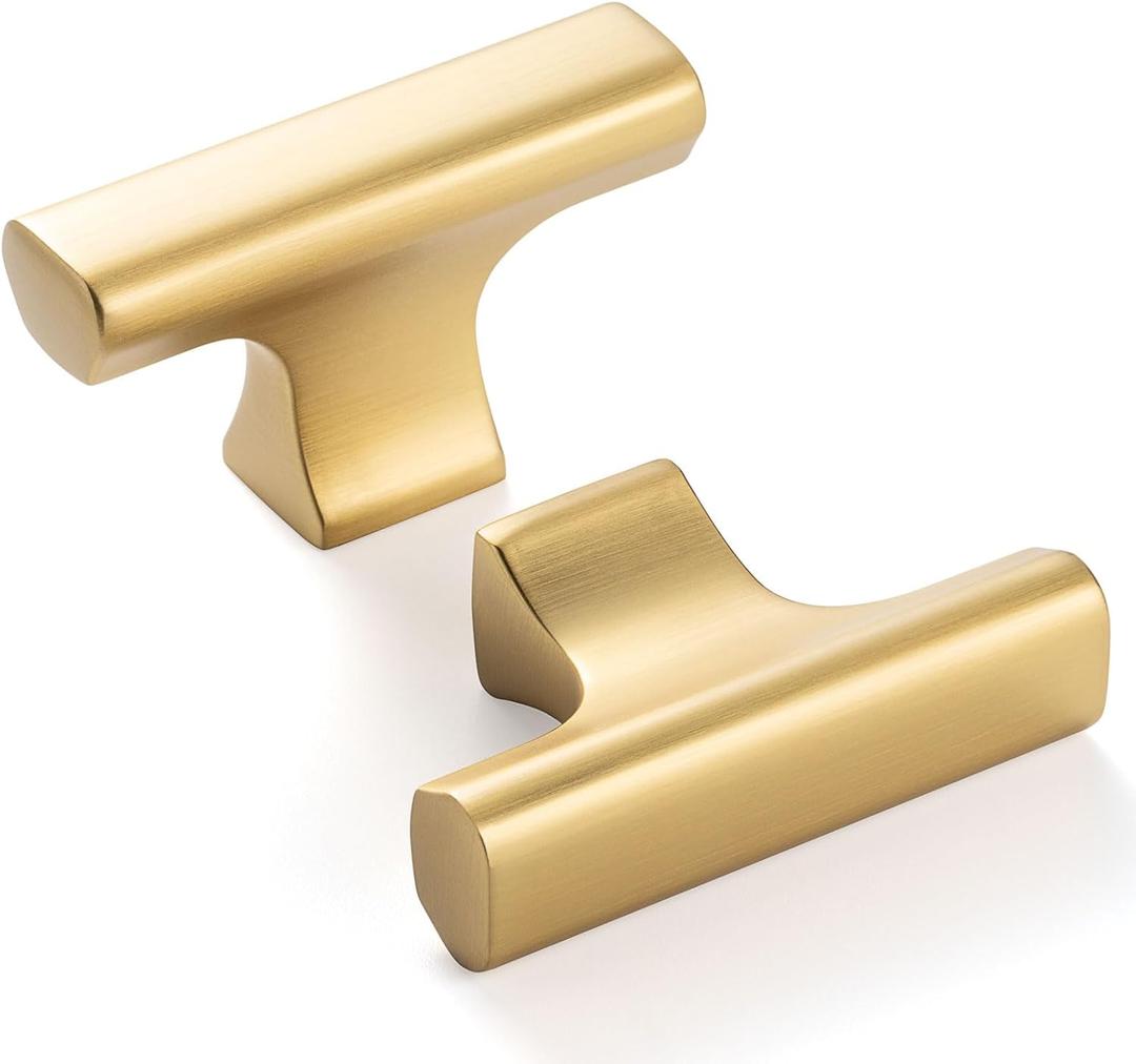 10 Pack 2 Inch, T-Bar Brushed Gold Cabinet Knobs Gold Drawer Knobs Gold Cabinet Pulls, ZK1303 Kitchen Hardware for Cabinets Drawers Bedroom Dresser Cupboard Bathroom Vanity Closet 10 Pack 2 Inch, T-Bar Brushed Gold Cabinet Knobs Gold Drawer Knobs Gold Cabinet Pulls, ZK1303 Kitchen Hardware for Cabinets Drawers Bedroom Dresser Cupboard Bathroom Vanity Closet