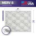 BNX TruFilter 20x25x1 Air Filter MERV 8 (4 Pack) - MADE IN USA – Dust & Pet Defense Electrostatic Pleated Air Conditioner HVAC AC Furnace Filters for Dust, Pet, Mold, Pollen MPR 600 – 700 & FPR 5