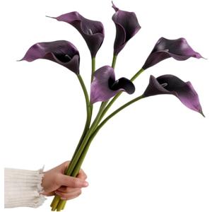 XZJMY Artificial Calla Lily Flowers, 18.9" Faux Calla Lilies Artificial Flowers Centerpiece Decor for Home Office&Home Decor (6, Purple)