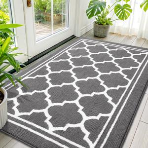 Buganda Large Indoor Door Mat, Dirt-Resistant and Absorbent Doormat, Anti-Slip, Low Profile Floor Mats for Inside Entryway, Front, and Back Door Entrance (71x47 Inches, Grey)