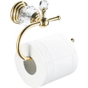 WOLIBEER Polished Gold Toilet Paper Holder, Brass Crystal Tissue Holder Bathroom Accessories Wall Mounted