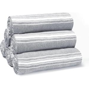 Belizzi Home Peshtemal Turkish Towel Chevron Beach Towels Oversized 36x71 Set of 6, Beach Towels for Adults, Soft Durable Absorbent Extra Large Bath Sheet Hammam Towel - Charcoal Grey, 6 Pack
