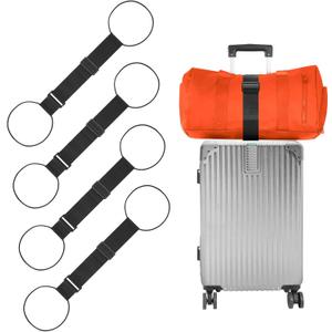 BILIONE Add a Bag Luggage Straps 4 Pack, Adjustable Bungee Elastic Belt to Connect Two Suitcases, Secure Carry On & Travel Essentials (Black)