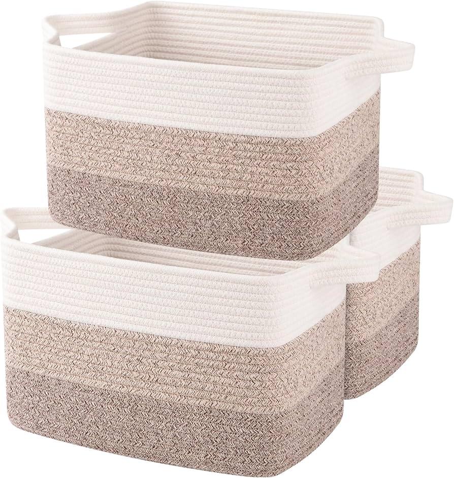 OIAHOMY 3 Pack Storage Baskets for Organizing, 13''X9.85''X8.7'' Storage Bins,Woven Basket with Handles, Toy Storage Bin, Stylish Room Decor Basket
