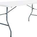 Multipurpose Banquet Fold-in-Half Table Lightweight Durable Desk with Secure Base for Indoor and Outdoor Events, 6 Foot, White