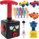 Balloon Powered Car Toy Set, Toys Set with Pump for Kids, Power Balloons Racer Toy, Balloon CarsLauncher, Inertial Powered Car (Black)