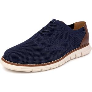 Nautica Men's Knit Dress Oxford Dress Sneakers: Breathable, Stylish, Lightweight & Comfortable - Ideal for Business or Walking (9, Navy-alon)