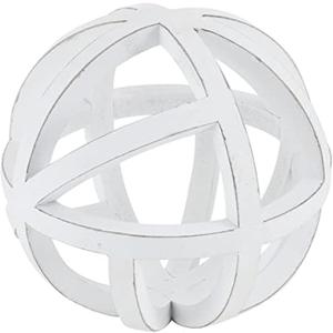 Elements 7.68 Inch White MDF Open Weave Decorative Orb