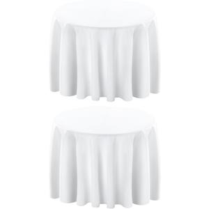 Surmente 132 inch Round Tablecloths -2 Pack White Round Table Cloths, Polyester Fabric Table Covers for Wedding, Party, Banquet, or Restaurant