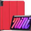 Tablet Cover for Apple iPad mini 6th 7th Generation 8.3"(2021 2024 Release),Folio Stand Lightweight Leather Case for Apple iPad mini 6 7 Gen A2567 A2568 A2569 A2993 A2995 A2996 (TPU-Red)