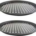 Heluok 2 Pack Pizza Pan with Holes, Pizza Tray for Oven, Carbon Steel Perforated Pizza Pans, Nonstick Round Pizza Baking Pan for Frozen & Homemade Pizza Home Kitchen Restaurant - 11 Inch, Black