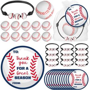 Hotop 12 Set Baseball Team Gifts Season Mini Stress Balls Bracelets with Thank You Cards Motivational Graduation Party Favors for Boy Girl