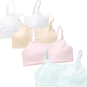 4 Pieces Girls Sports Bra Non Padded Training Bras Cotton Crop Tops Breathable Mesh Seamless Racerback Sports Bra Wireless Double Layer Vest Soft Underwear for Running Sports Size S