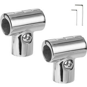 Marine Boat Hand Rail Detachable Tee for 7/8 inch (22 mm) or 1 inch (25.4 mm) Tubing, Heavy Duty 90 Degree 316 Stainless Steel Hinged Handrail Tee Fitting (2-Pack)