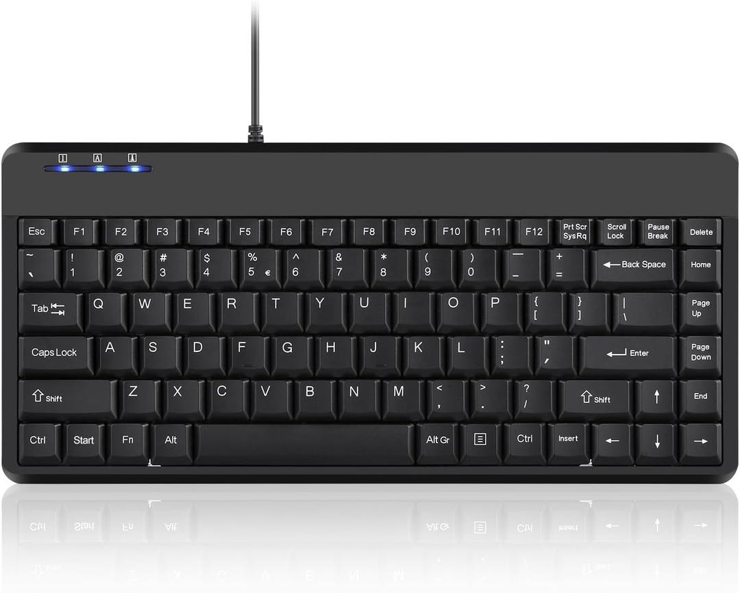 Perixx PERIBOARD-409U Wired USB Mini Keyboard, Black, US English Layout
