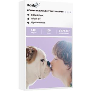 Koala Double Sided Inkjet Glossy Photo Paper 8.5X14 Inches Thick 54lb 100 Sheets Picture Paper for Inkjet Printer Dye Ink for Calendar Menu Printing 200gsm