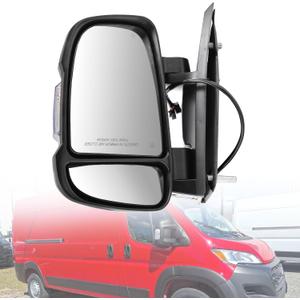 Left Driver Side Mirror Fits for Ram ProMaster 1500 2500 3500 2020-2025 Support BSM Power Glass Adjustment Power Heated with Turn Signal Light Temperature Sensor Short Arm 6ZD77JXWAA