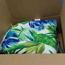 Pillow Perfect Tropic Floral Indoor/Outdoor Wicker Chair Seat Cushion Tufted, Weather, and Fade Resistant, 19" x 19", Blue/Green Soleil 2 Count