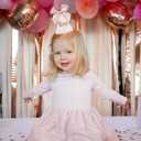 Birthday Hat With Bow - Sweet Birthday Decorations,Glitter Number Cone Hat Photo Prop,Princess Bow Hat,Cake Smash.