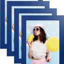 wyooxoo 6x8 Picture Frames Set of 4 Dark blue Solid Wood Photo Frames Colorful Frame with HD Plexiglass, Wall or Tabletop Display