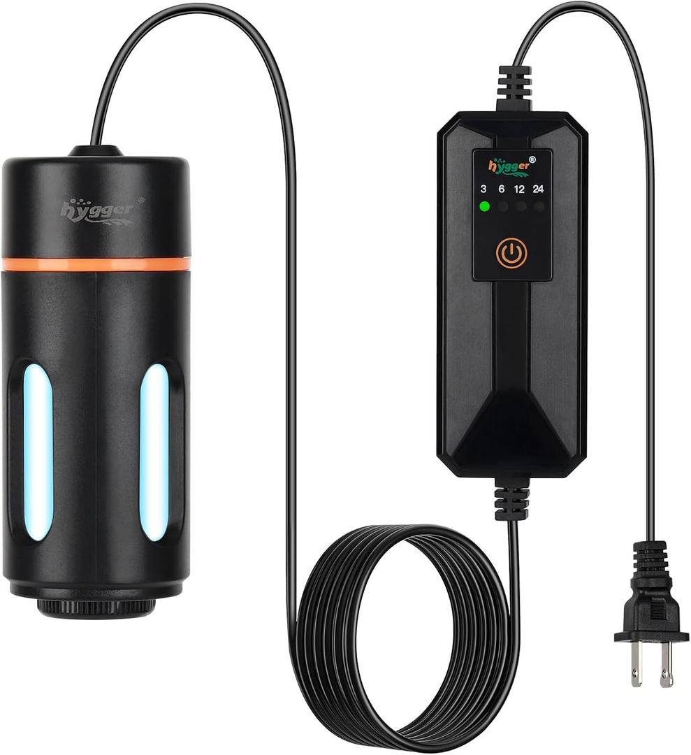 hygger Aquarium U-V Light with Timer, 360 Protective Shield Clean Light for Green Water and Algae Clean, Mini Algae Control Lamp for Freshwater and Saltwater Tank (3W for 5-25 Gallon)