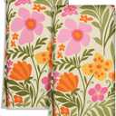 2 x Miss Adola Cute Kitchen Towels Set of 2 - Dish Towels 18 x 26 Inch Microfiber Tea Towel for Home Decorative Flower Plant Spring Soft Reusable & Absorbent Aesthetic Vintage Design
