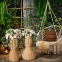 2 Pcs 20 in Tall Wicker Reversible Outdoor Planter Basket Boho Rattan Plant Pots Decorative Woven Flower Pots for Porch Home Patio Backyard Indoor Garden, Dual Size 12 Inch 8 Inch, 12 inches and 8 inches
