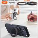 TORRAS 2025 Flagship Magnetic Phone Grip Ring Holder Kickstand [2-Sided Magnetic] [360 Rotation] Fit for MagSafe Accessories for iPhone 17 16 15 14 13 12 11 Samsung, Google, Black