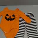 Baby Girl Halloween Clothes Set Long Sleeve Funny Pumpkin Embroidery Top Stripe Flare Pants Fall Outfit Infant (12-18 Months, Orange)