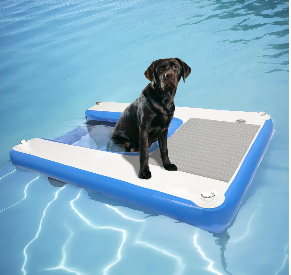 Inflatable Water Ramp for Dogs 60" L x 40" W - Durable, Puncture-Resistant Surface Ensures Safe and Easy Access to Water for Dogs Up to 230 Pounds, Perfect for Pools, Lakes, and Beaches
