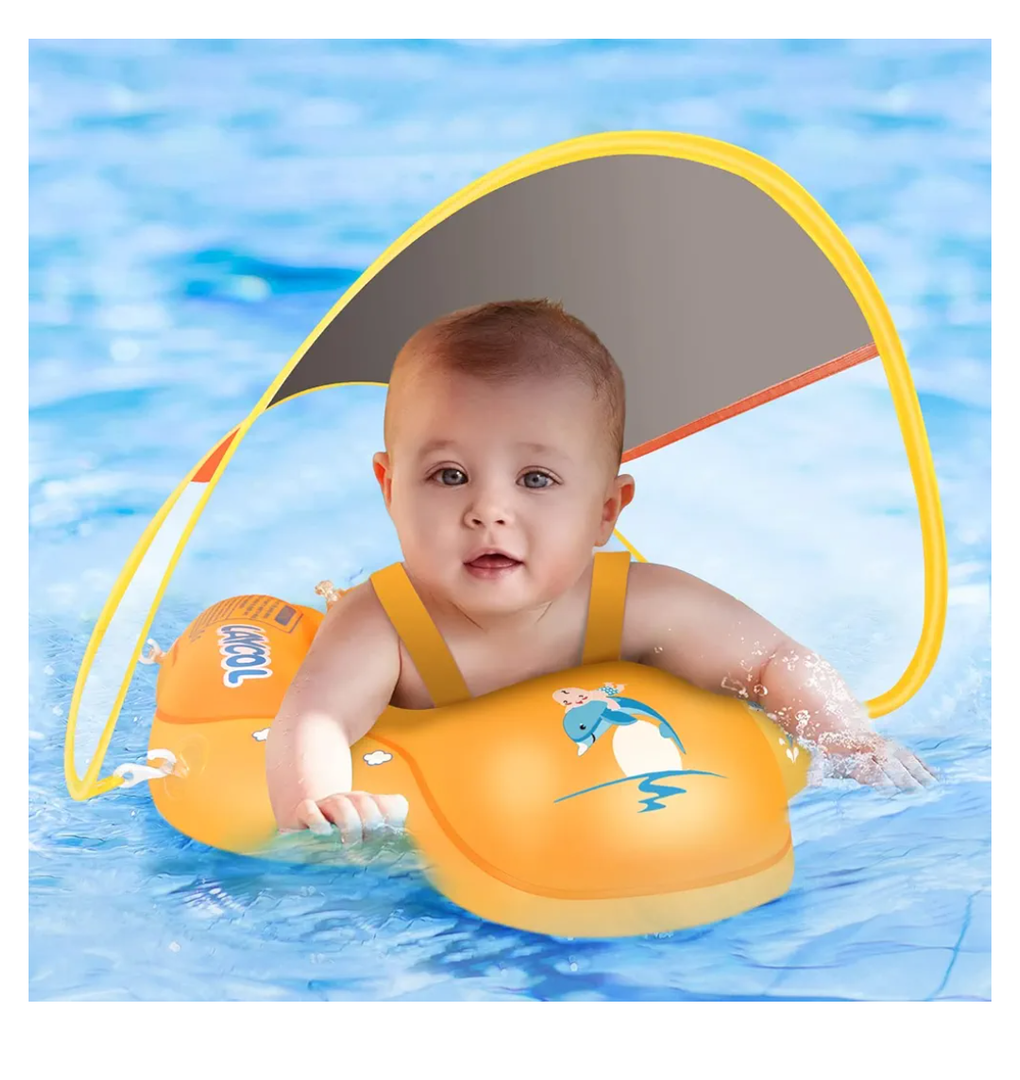 LAYCOL Baby Swimming Float with UPF50+ Sun Canopy Baby Floats for Pool No Flip Overbaby Pool for Baby Age of 3-36 Months
