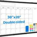 Whiteboard Calendar 30x20 Monthly Magnetic Dry Erase Board, Black