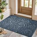 Bulijojo Front Door Mat Entrance,Durable Heavy Duty Welcome Mat,Thick Absorbent Natural Rubber Non Slip Mat, Sturdy Entryway Blue 47"x32", 2'8" x 3'11"