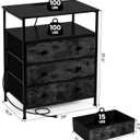 3 Drawers Dresser with Charging Station, 24 Inch Wide LED Night Stand with Adjustable Fabric Drawer, Nightstand with Storage Shelf for Living Room/Bedroom/Office, Black.