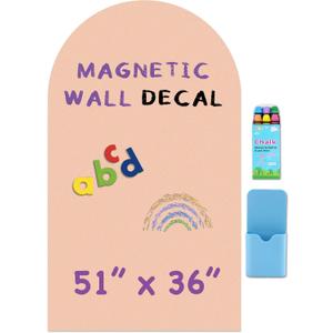 Large Arch Magnetic Wall Decal - 51" x 36" Matte Finish Chalkboard Sticker for Wall - Magnetic Board for Playroom, Home Classroom(Camel Blush)