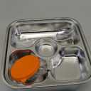 Stainless Steel Salad Container, 64oz Bowl with Built-in Spork, 3-Compartment Bento-Style Tray, and Dressing Container for Salad Toppings & Snacks