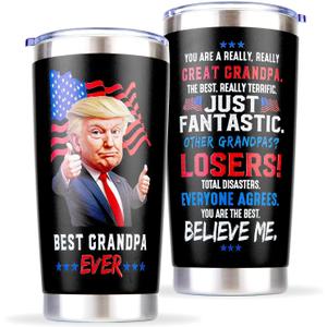 Grandpa Gifts - Best Grandpa Ever Mug Cup for Christmas, Birthday, Fathers Day - 20oz Coffee Tumbler, Insulated Stainless Steel