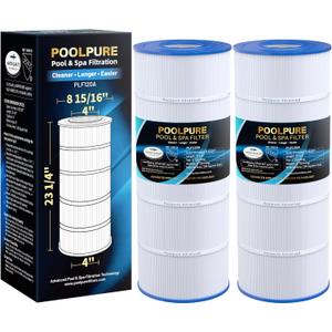 2 x POOLPURE PA120 Pool Filter Replaces Hayward C1200, CX1200RE, Unicel C-8412, Filbur FC-1293, Clearwater II 125, Waterway Pro Clean PCCF-125, 817-0125N, 120 sq.ft Cartridge, 2 Pack