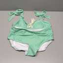 Herseas Women's Striped 2 Piece Bikini Sets Shoulder Strap Knot High Waisted Swimsuits Quick Dry Soft Bathing Suit High Elasticity Long Torso Swim Outfits X-Large Green Stripes