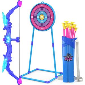 Kids Bow and Arrow Toy, Angel Light Up Archery Set W/ 10 Suction Cup Arrows, Targets & Quiver, Outdoor/Indoor Games for Kids Ages 4-7 8-12, Birthday Gifts for 4 5 6 7 8 9 10 11 12 Year Old Boys Girls (Dark Blue)