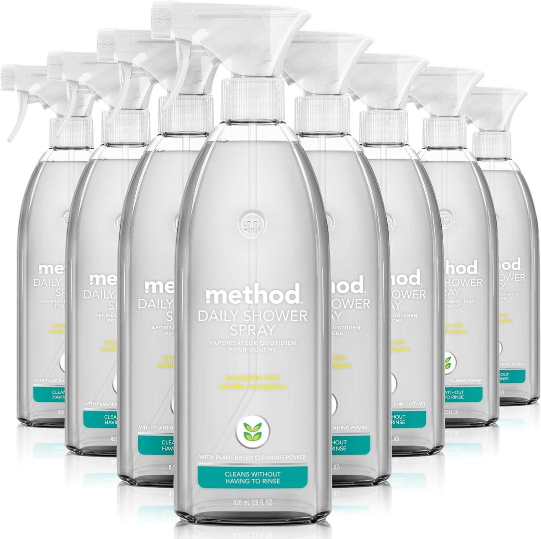 method Daily Shower Cleaner Spray, Eucalyptus Mint Scent, 28 fl oz, 7 Pack Removes Soap Scum, Grime & Stains, For Use on Showers, Tubs, Tile, Glass & Fixtures, Dissolves Right Away