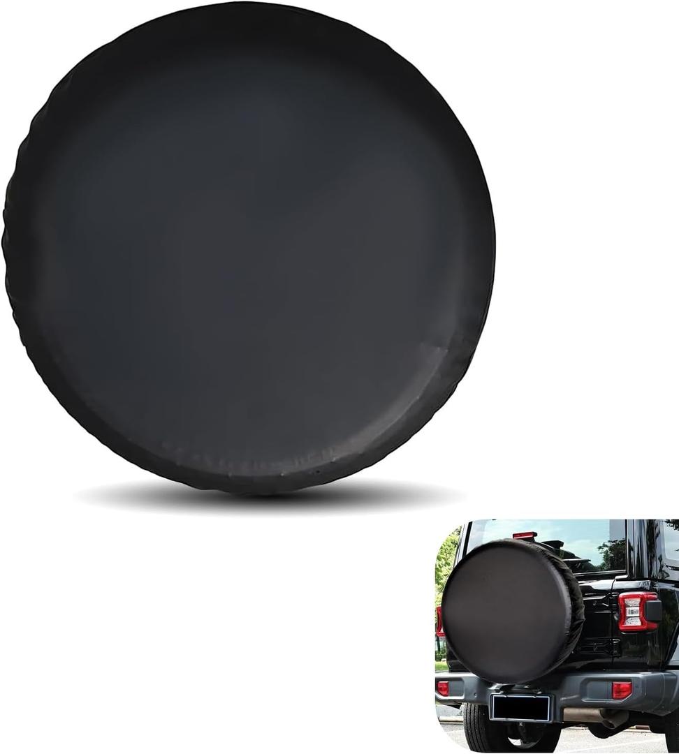 Car Spare Tire Cover, 17" Waterproof Dustproof Thickened PVC Spare Tire Anti-aging Protector, Flexible Tightly Fitting Anti-Lost Cover for 31 "-32" Tire, Universal for Cars (Black)